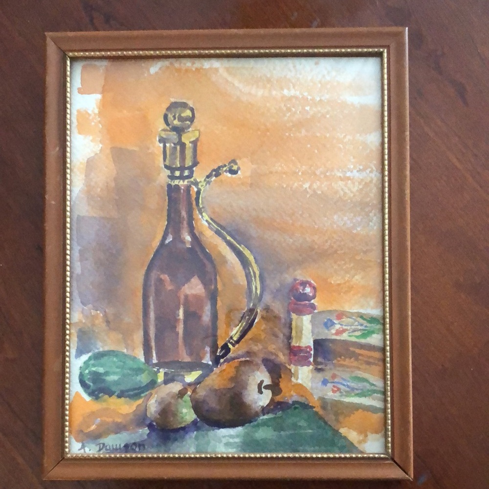 Mid century watercolor still life signed”A. Dawson”/dated Aug. 1965/Albuquerque